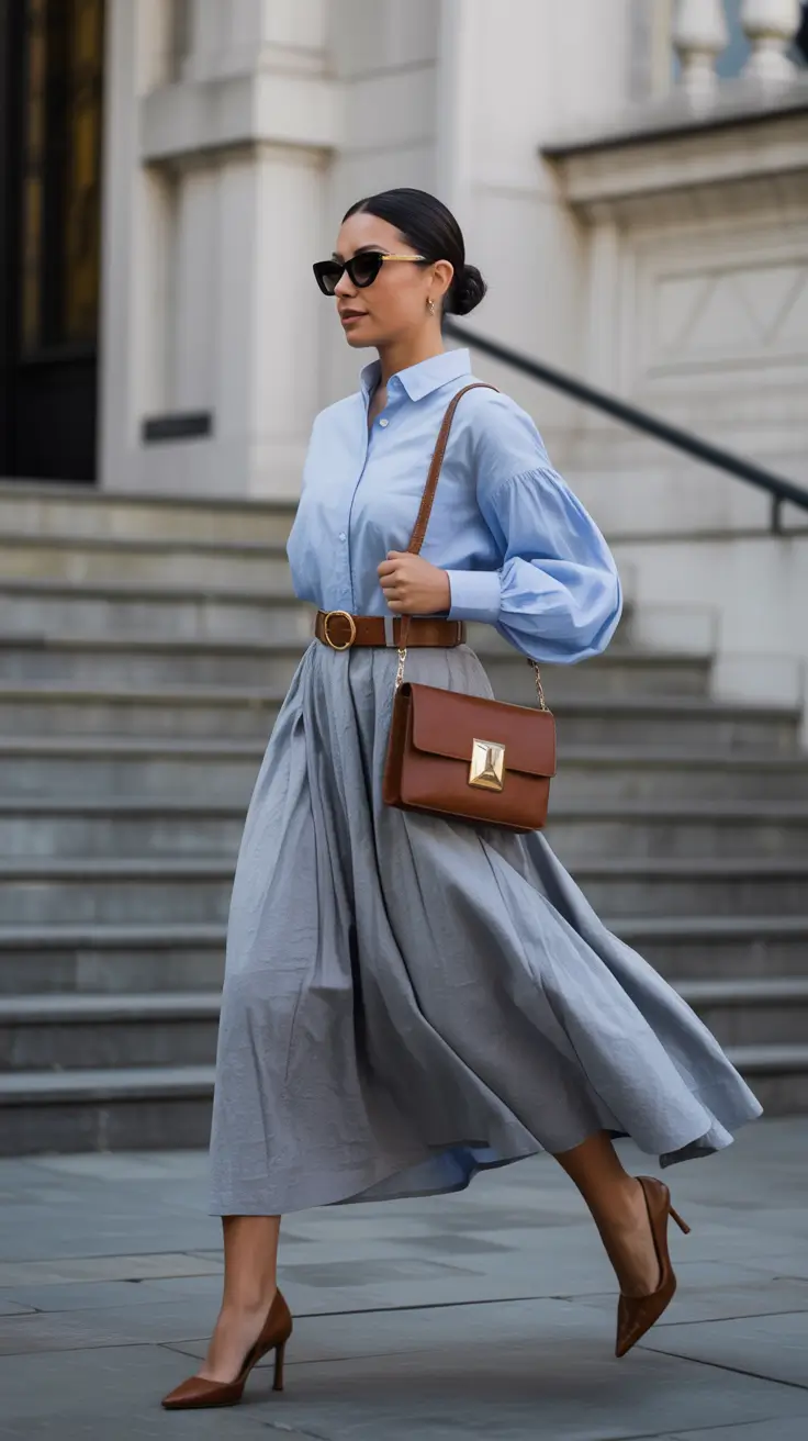 fashion-outfits-for-women-2026 Modern Classic Blue Tones and Movement