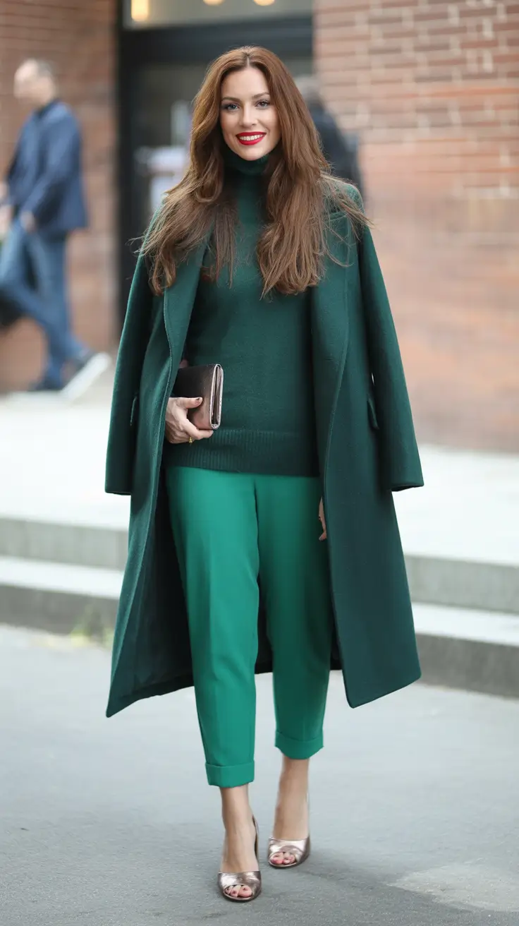 fashion-outfits-for-women-2026 Emerald Grace Power in Monochrome