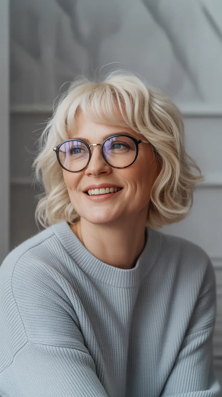 Hair Color & Winter Hairstyles for Women Over 40 2025-2026 Playful Creamy Blonde Waves