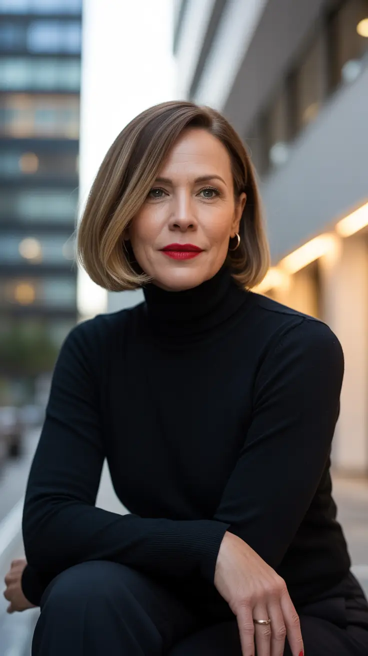 Hair Color & Winter Hairstyles for Women Over 40 2025-2026 Polished Chestnut Bob