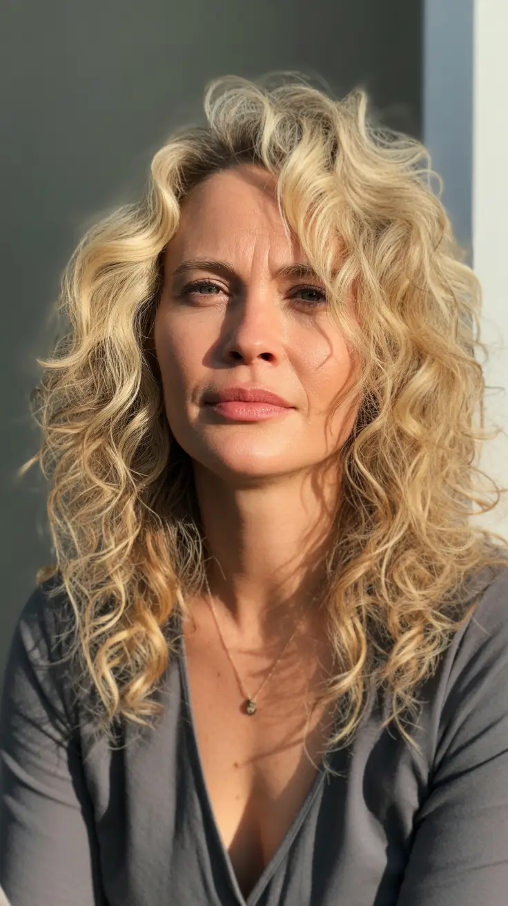 Hair Color & Winter Hairstyles for Women Over 40 2025-2026 Golden Curly Layers