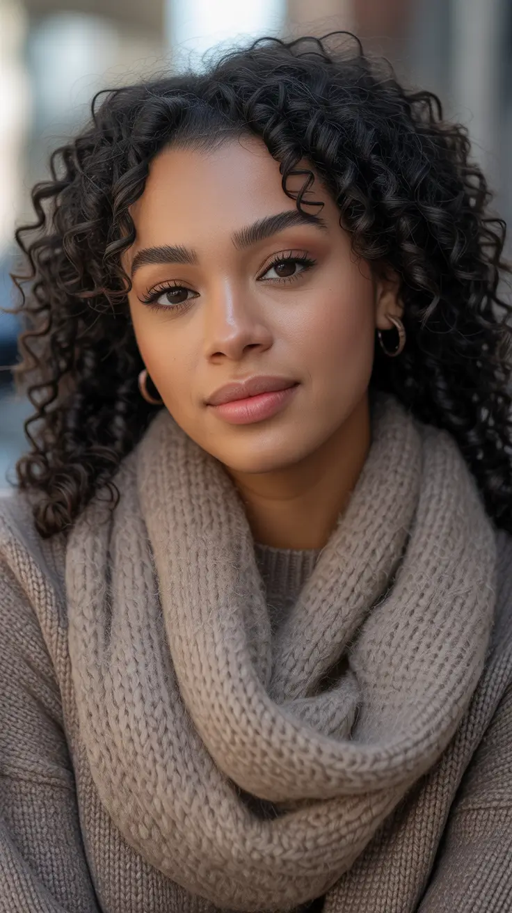 Hairstyles for Black Women Winter 2025-2026 Soft Natural Curls for Effortless Warmth