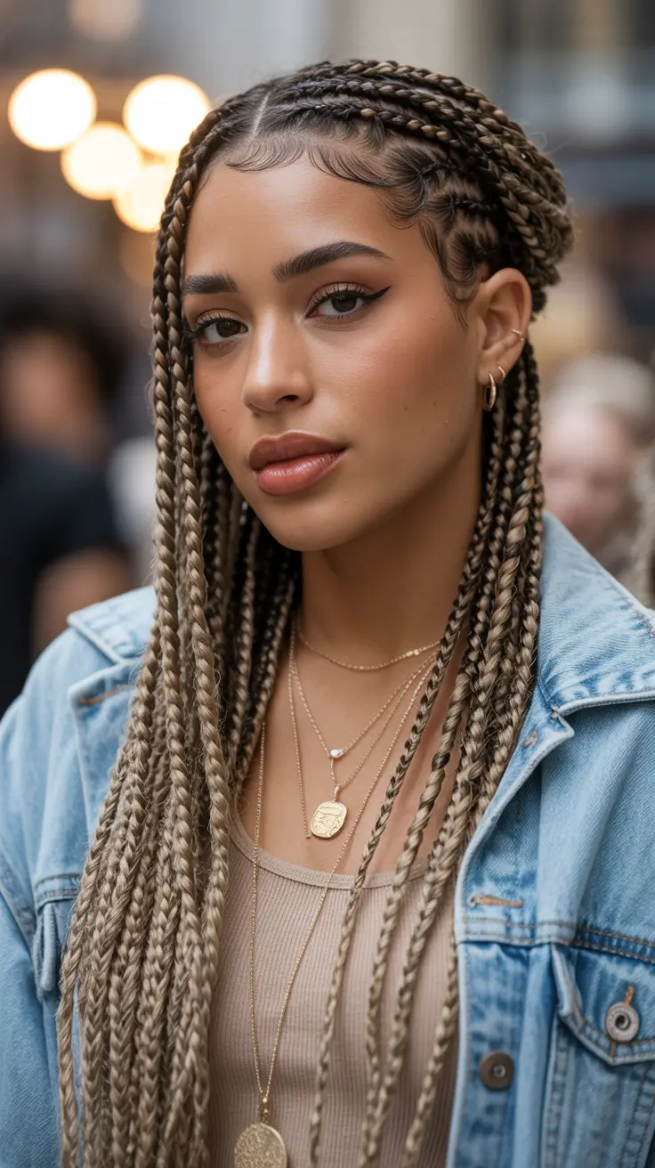 Hairstyles for Black Women Winter 2025-2026 Golden Box Braids for Everyday Glam