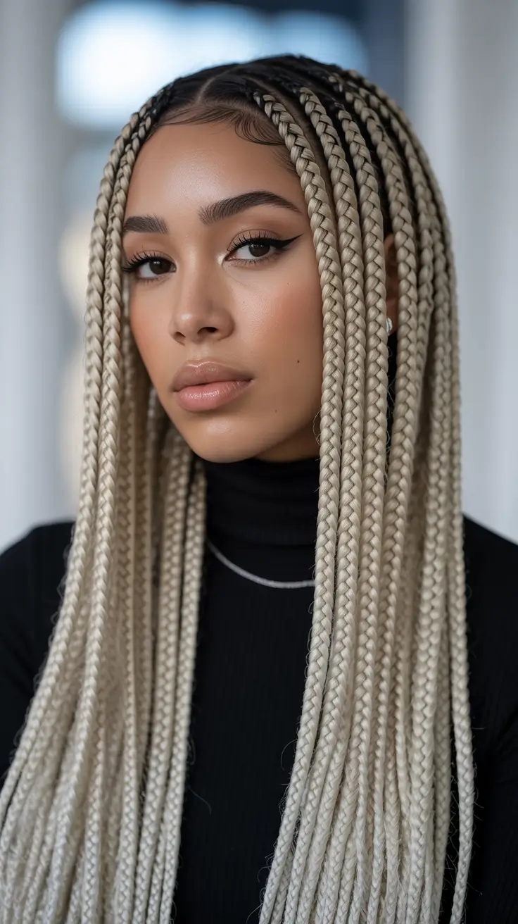 Hairstyles for Black Women Winter 2025-2026 Long Blonde Braids for Bold Elegance