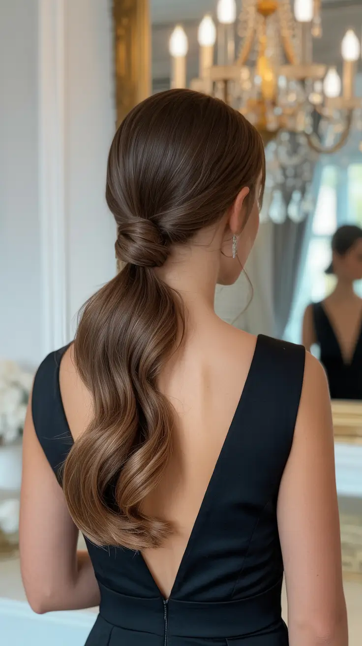 Hairstyles Ideas for Winter 2025-2026 Polished Low Ponytail with Wrapped Detail