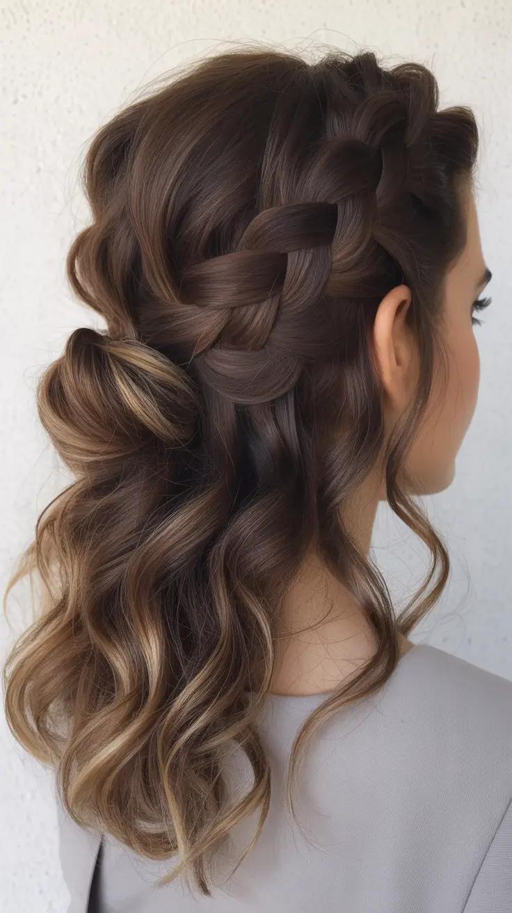 Hairstyles Ideas for Winter 2025-2026 Textured Braided Half-Up with Loose Curls