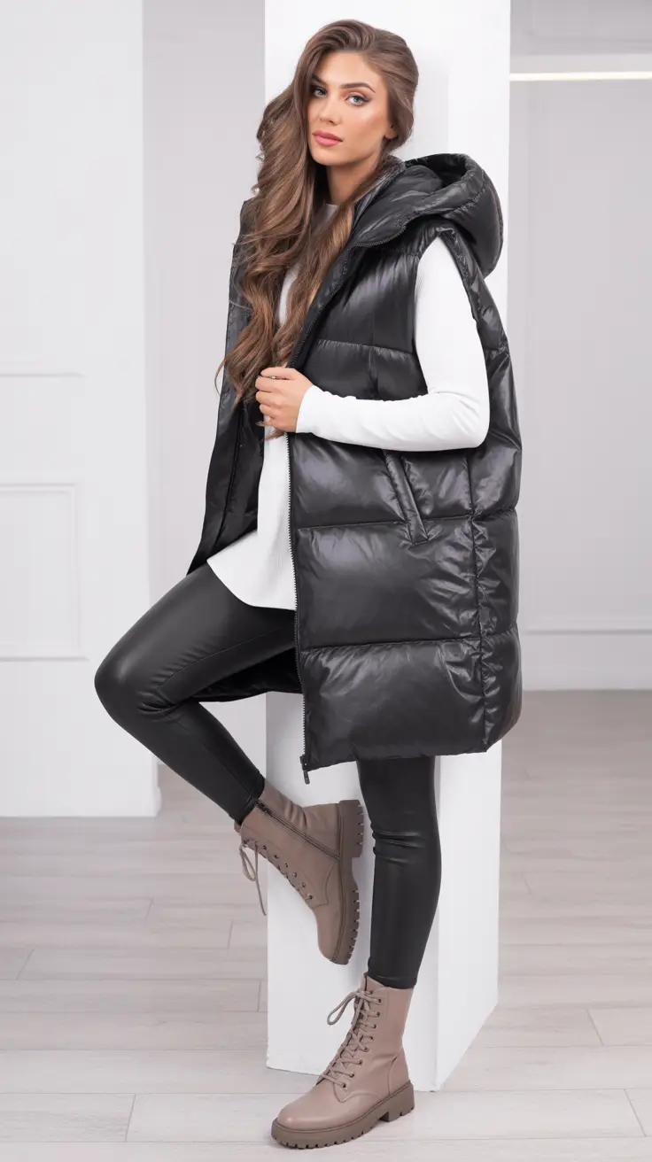 legging outfits ideas 2026 Black and White Urban Warmth