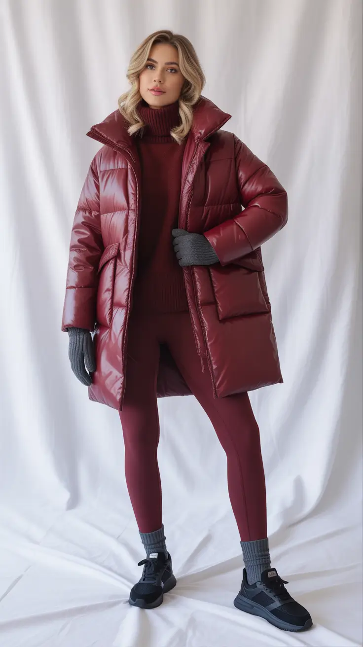 legging outfits ideas 2026 Burgundy Warmth for Winter Days