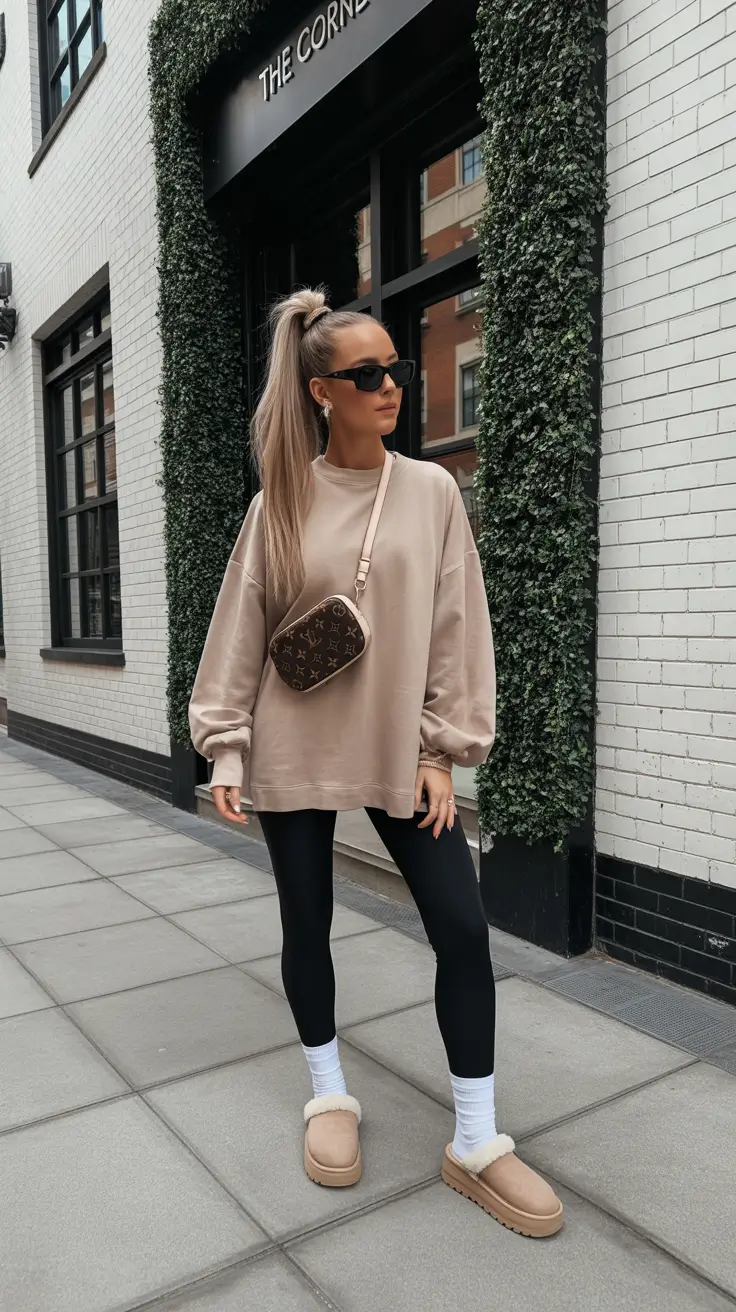 legging outfits ideas 2026 Everyday Beige with Effortless Ease