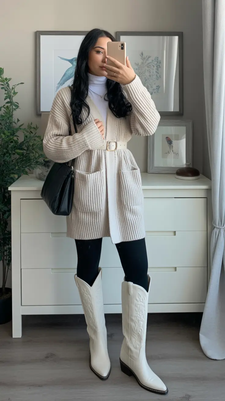 legging outfits ideas 2026 Cozy Layers with a Western Touch