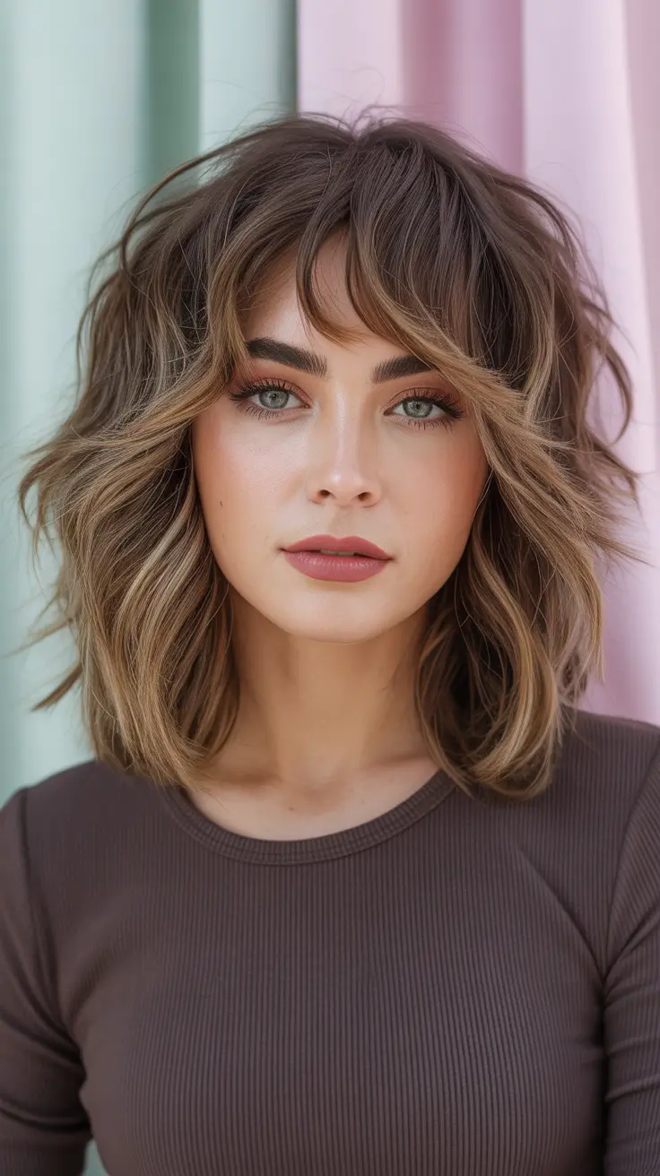 Medium Haircuts Winter 2025-2026 Modern Shag with Piecey Layers