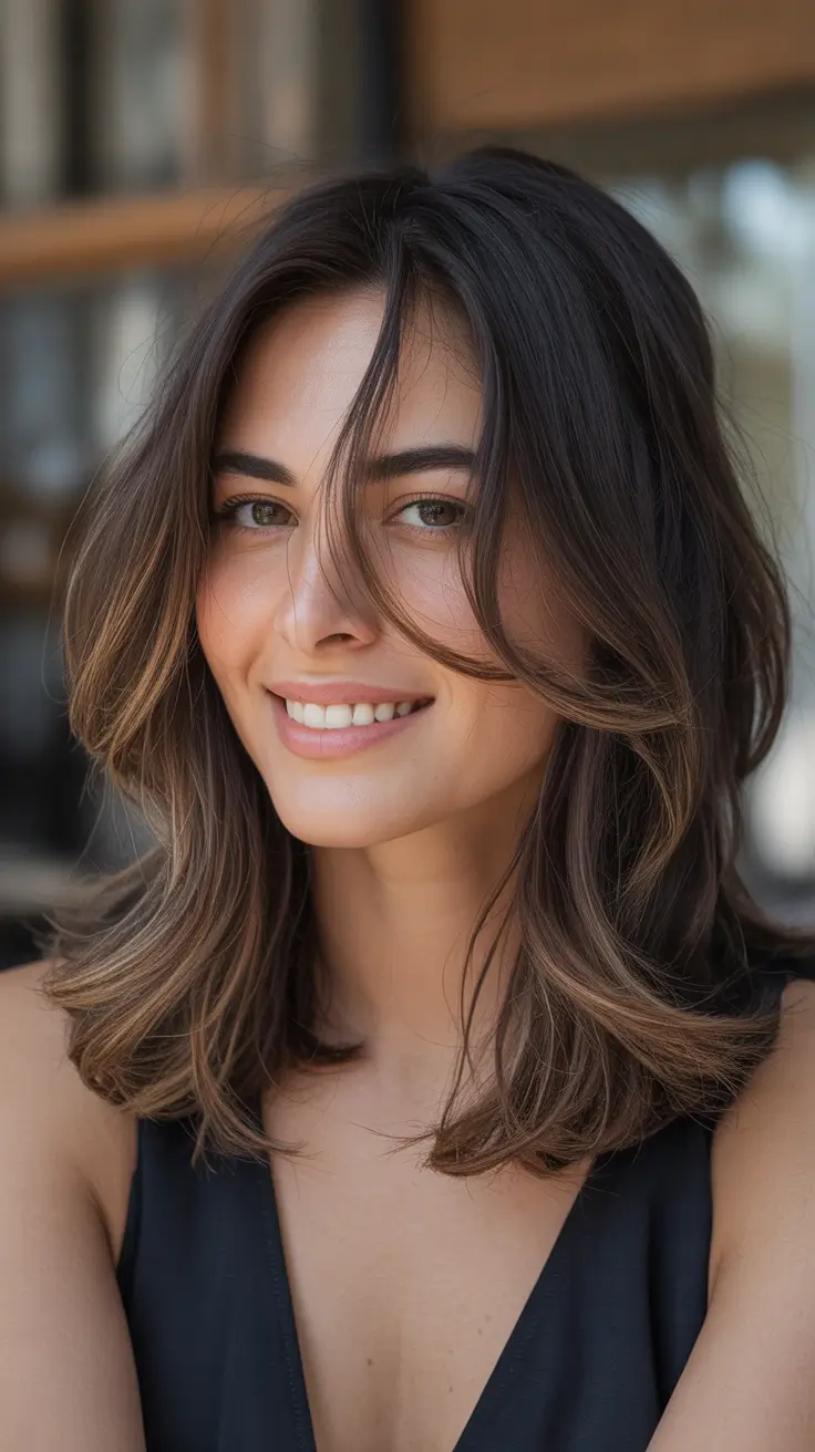 Medium Haircuts Winter 2025-2026 Classic Medium Cut with Natural Brown Shine