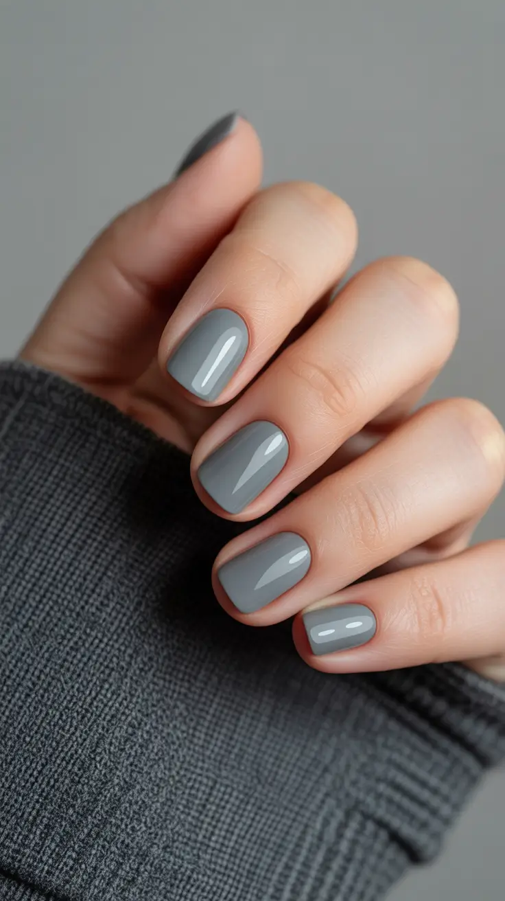 Nail Colors for Winter 2025–2026 Steel Gray Modernity