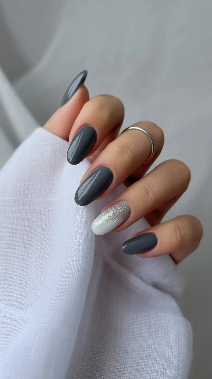 Nail Colors for Winter 2025–2026 Charcoal and Silver Balance