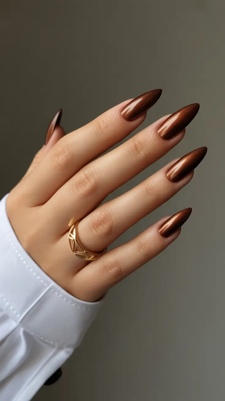 Nail Colors for Winter 2025–2026 Molten Bronze Allure