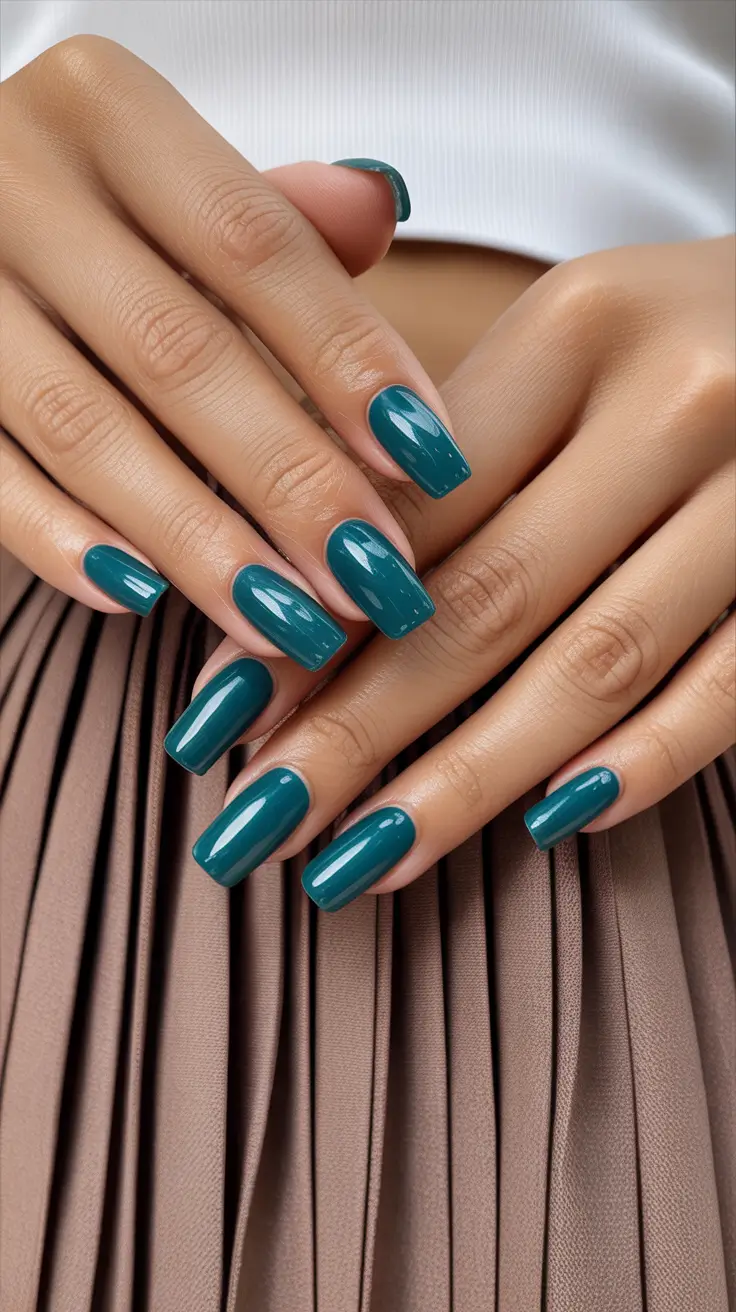 Nail Colors for Winter 2025–2026 Teal Serenity