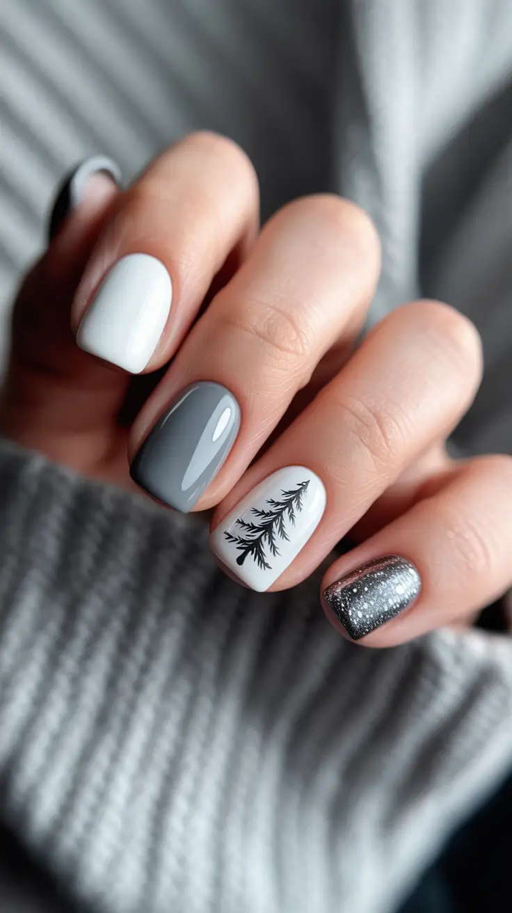 Winter Acrylic Nails 2025–2026 Frosted Forest Neutrals