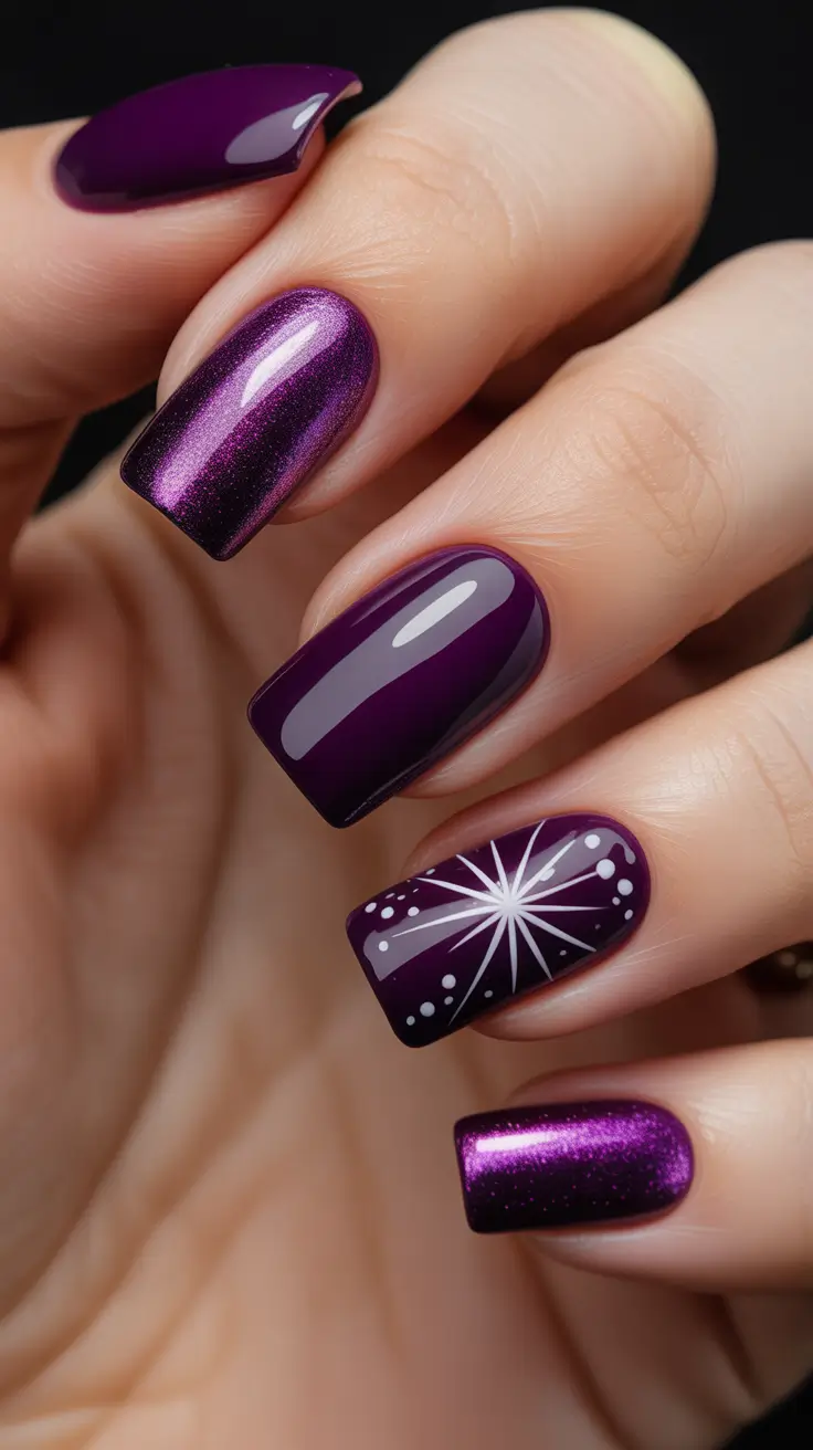 Winter Acrylic Nails 2025–2026 Violet Midnight Sparkle