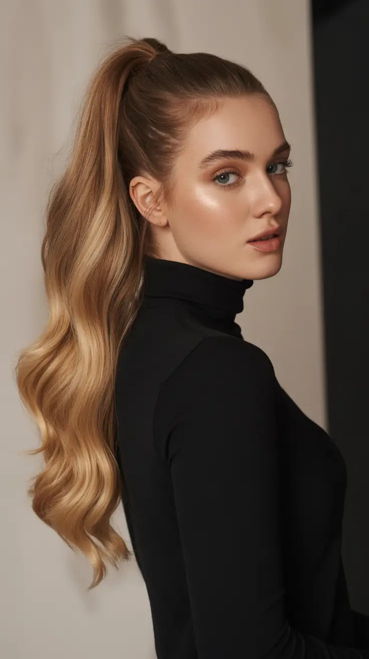 November 2025 Fresh Hairstyles Ideas Golden Ponytail Glam