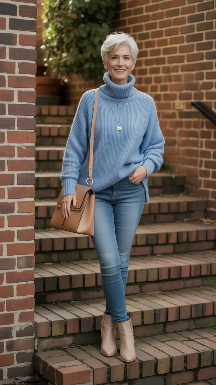 Outfits for Women Over 40 Winter 2025-2026 Powder Blue Comfort