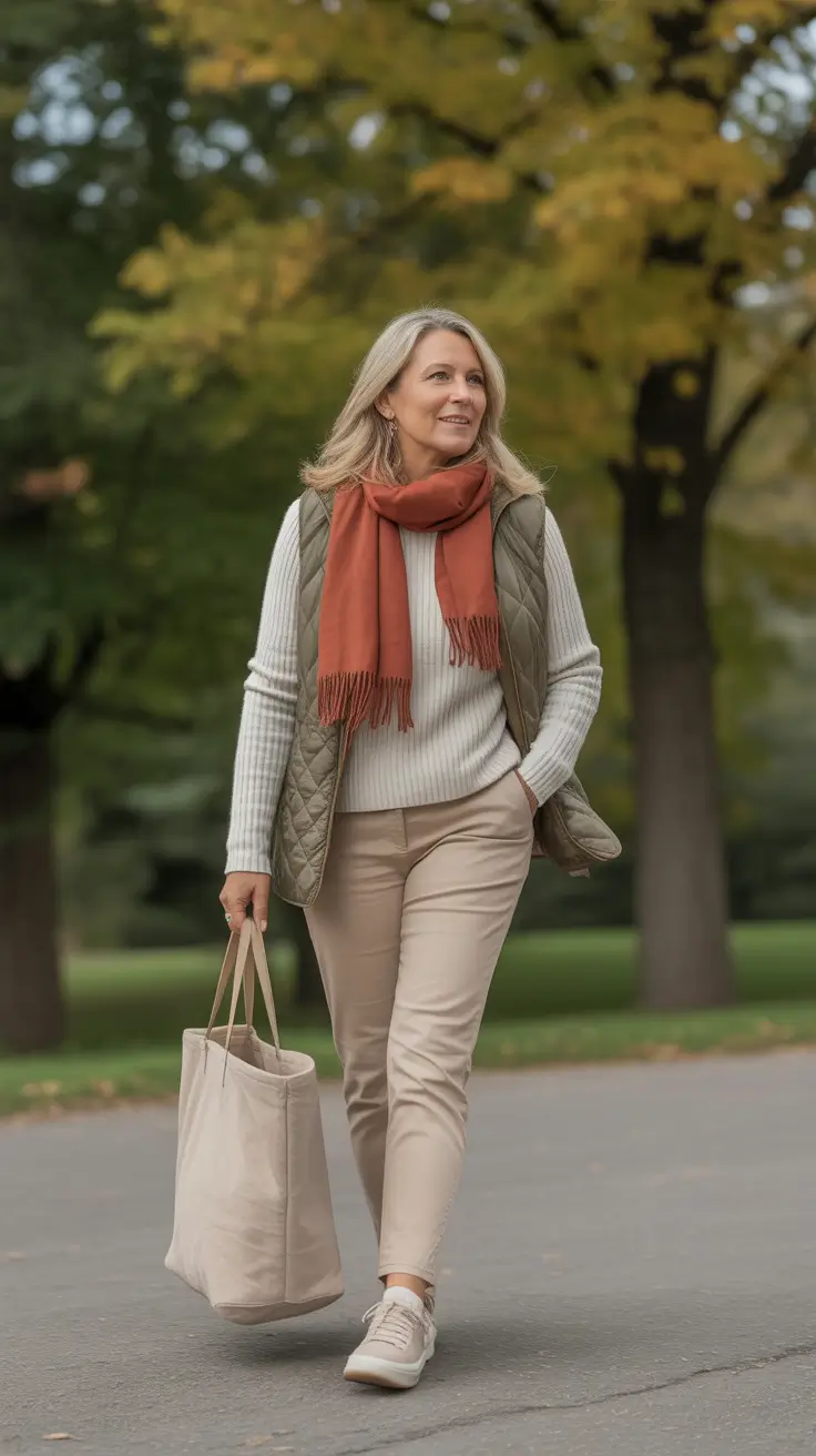 Outfits for Women Over 40 Winter 2025-2026 Weekend Ease in Olive and Terracotta