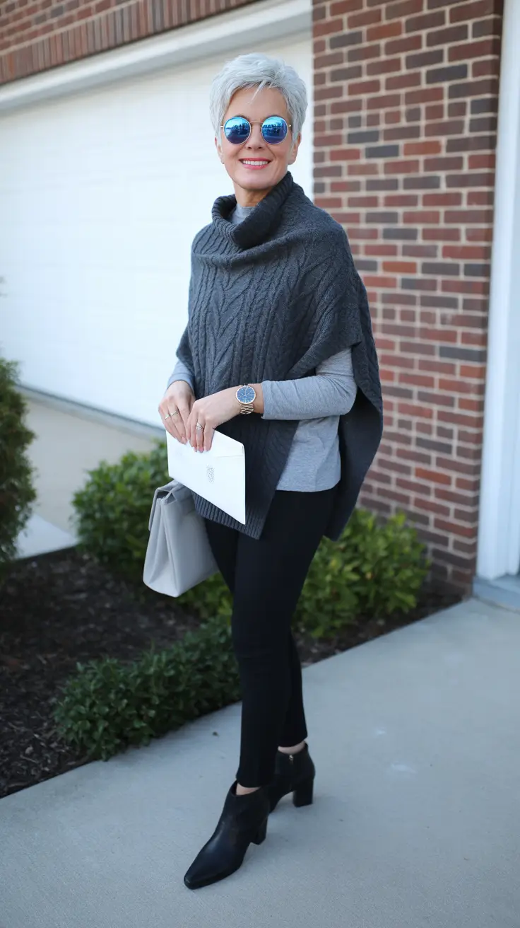 Outfits for Women Over 50 – Smart Casual in Textured Charcoal