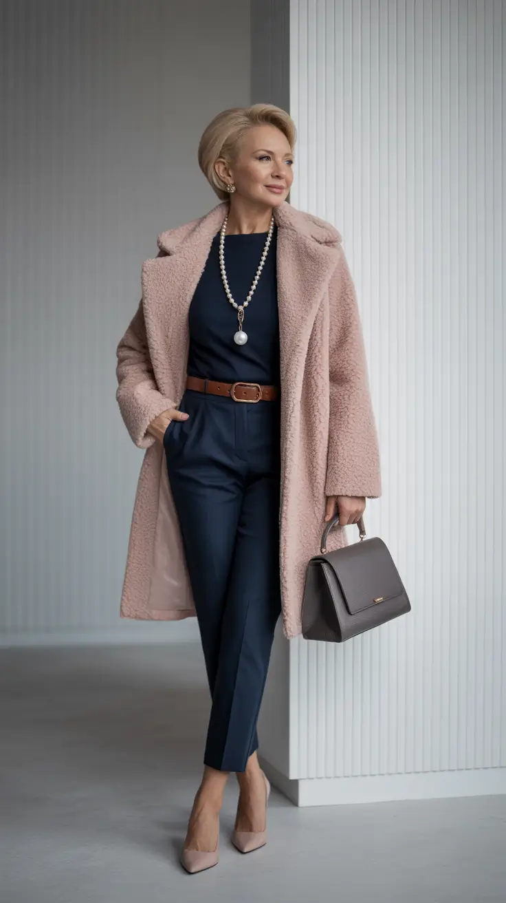Outfits for Women Over 50 – Soft Elegance in Blush and Navy