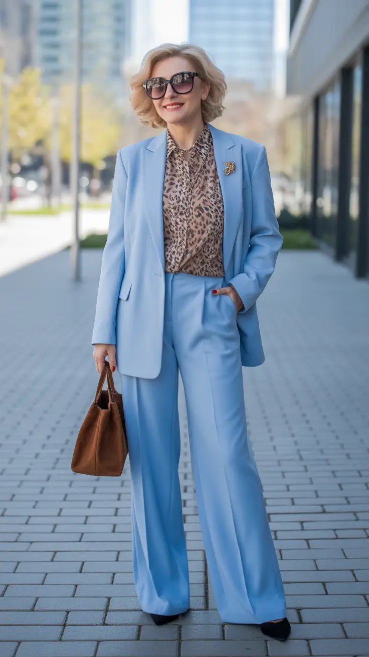 Outfits for Women Over 50 – Powder Blue Power Suit