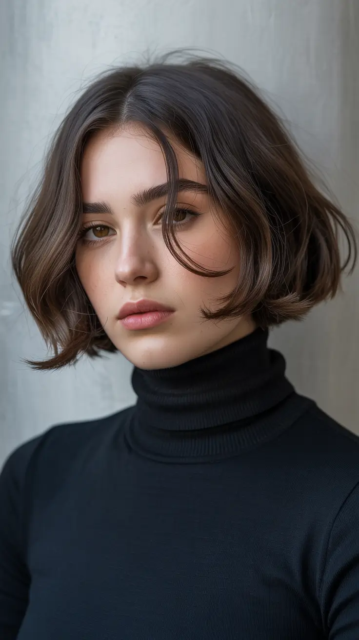 Short Haircuts for Winter 2025-2026 Classic Brunette Bob with Face-Framing Layers