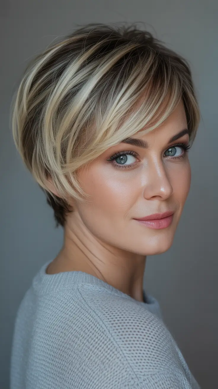 Short Haircuts for Winter 2025-2026 Blonde Layered Pixie-Bob
