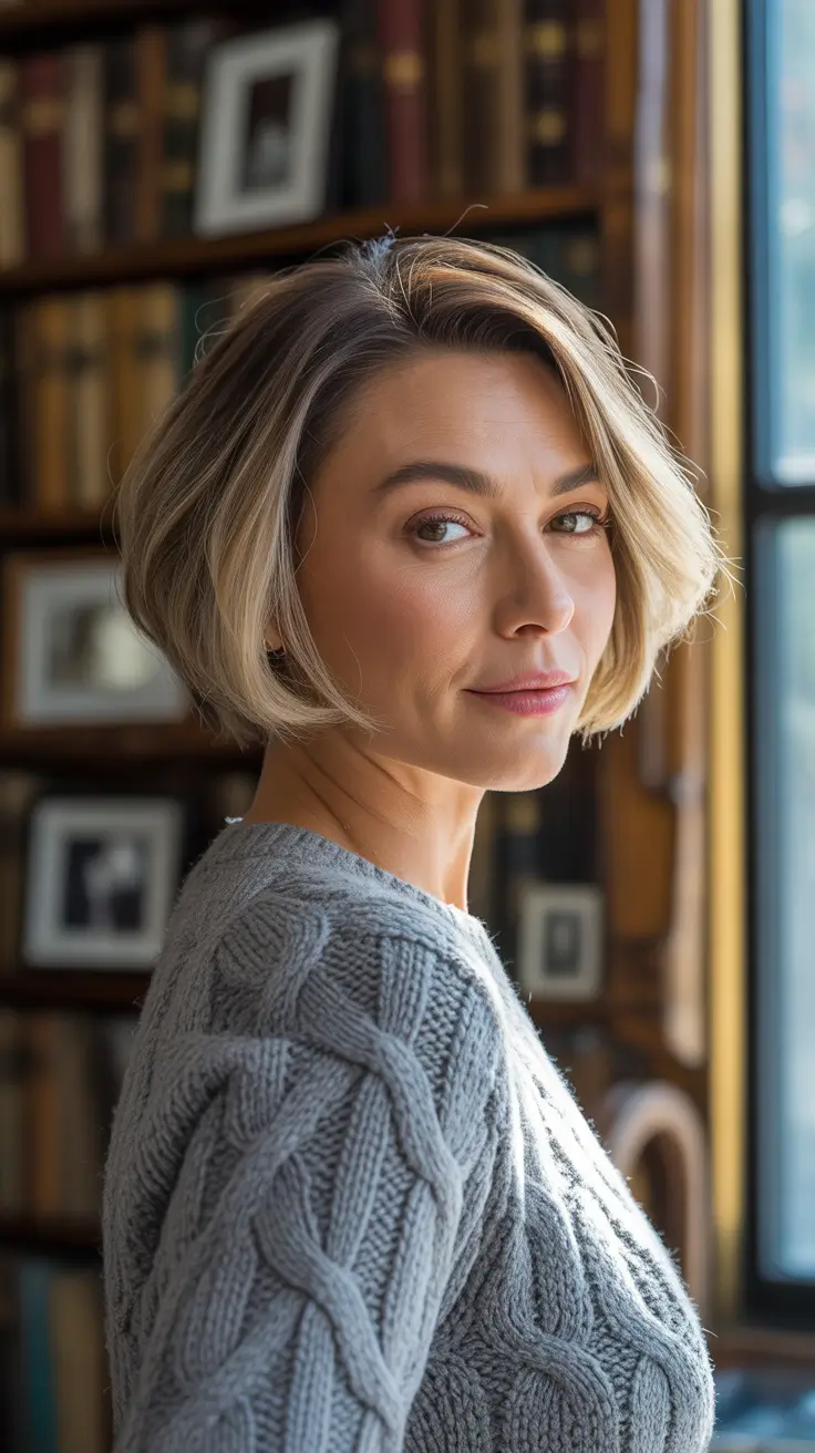 Short Haircuts for Winter 2025-2026 Classic Bob with Soft Blonde Balayage