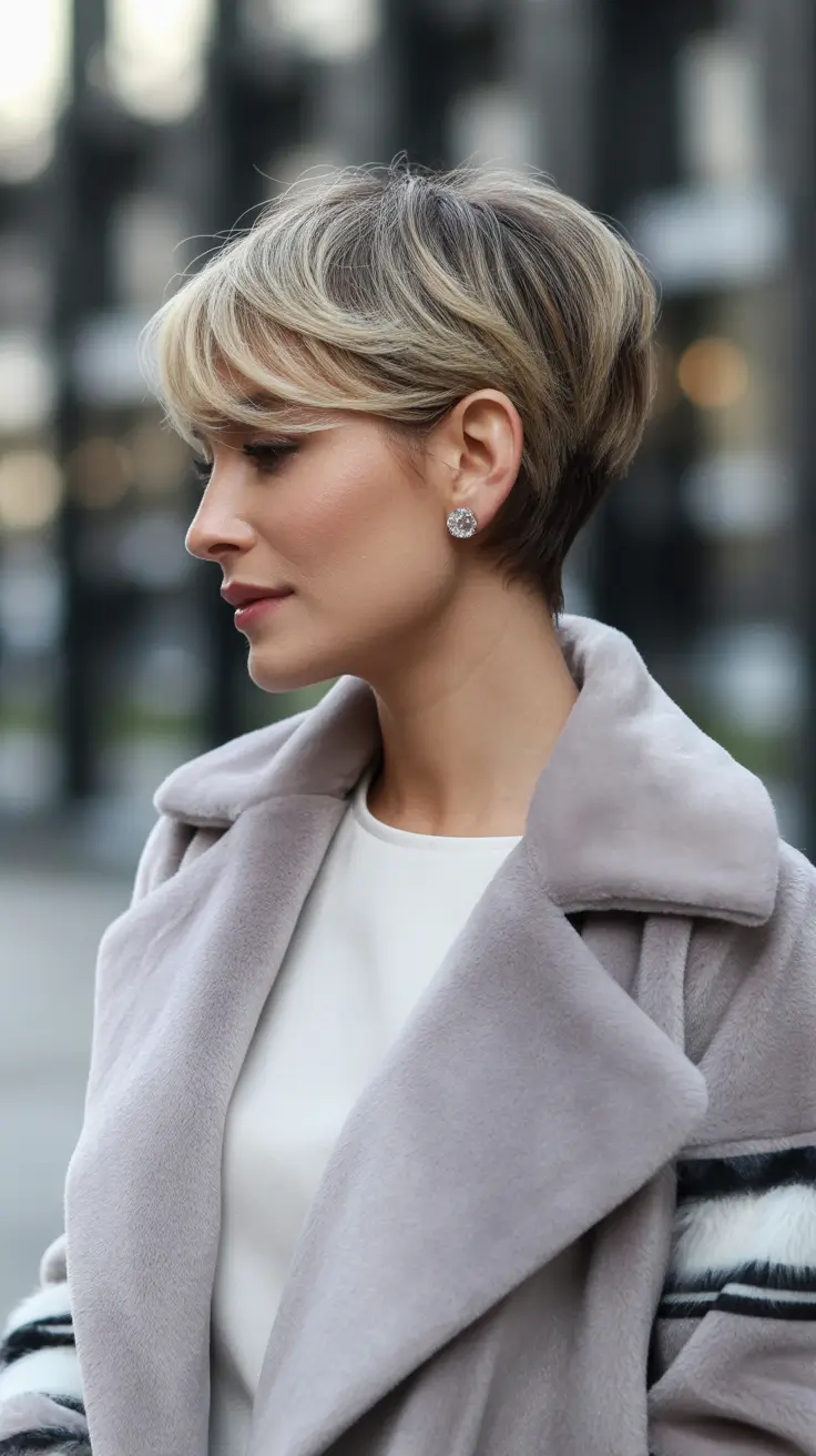 Short Haircuts for Winter 2025-2026 Softly Layered Pixie with Cool Blonde Tones