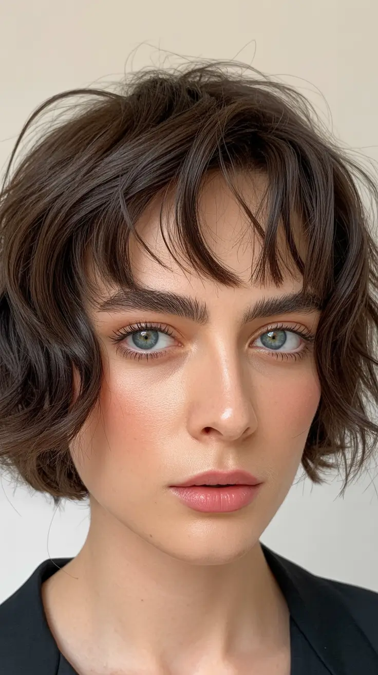 Short Haircuts for Winter 2025-2026 Choppy Bob with Tousled Bangs