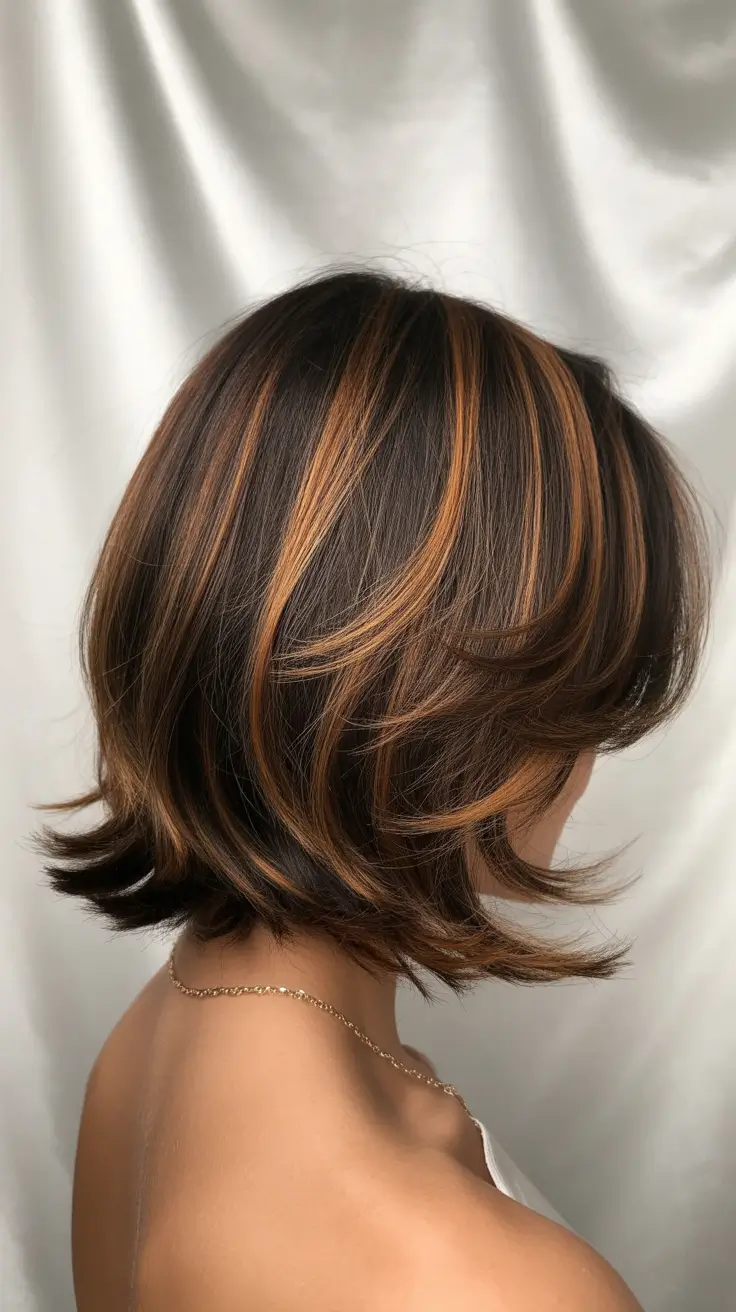 Short Haircuts for Winter 2025-2026 Bronze-Toned Flipped Bob