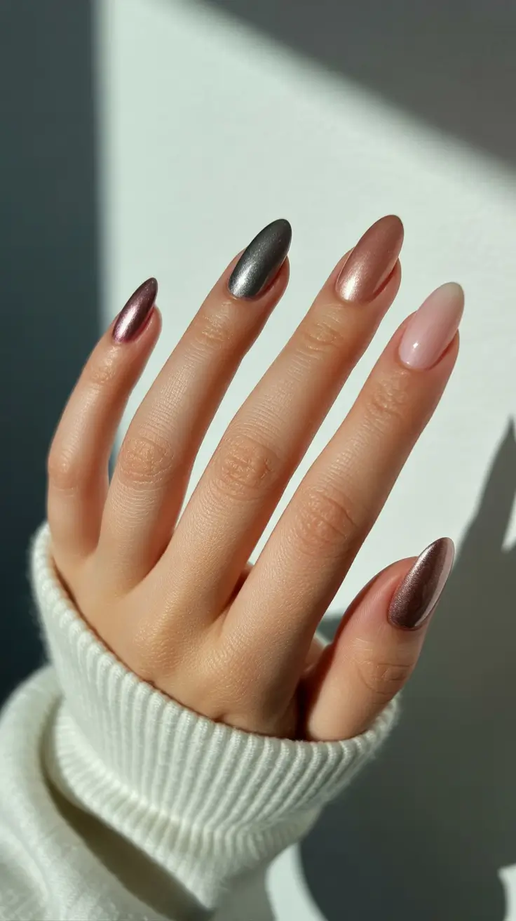 Stylish Fall & Winter Nails 2025-2026 Metallic Mix Harmony