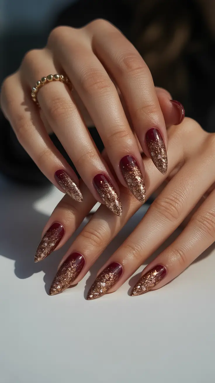Stylish Fall & Winter Nails 2025-2026 Golden Velvet Fade