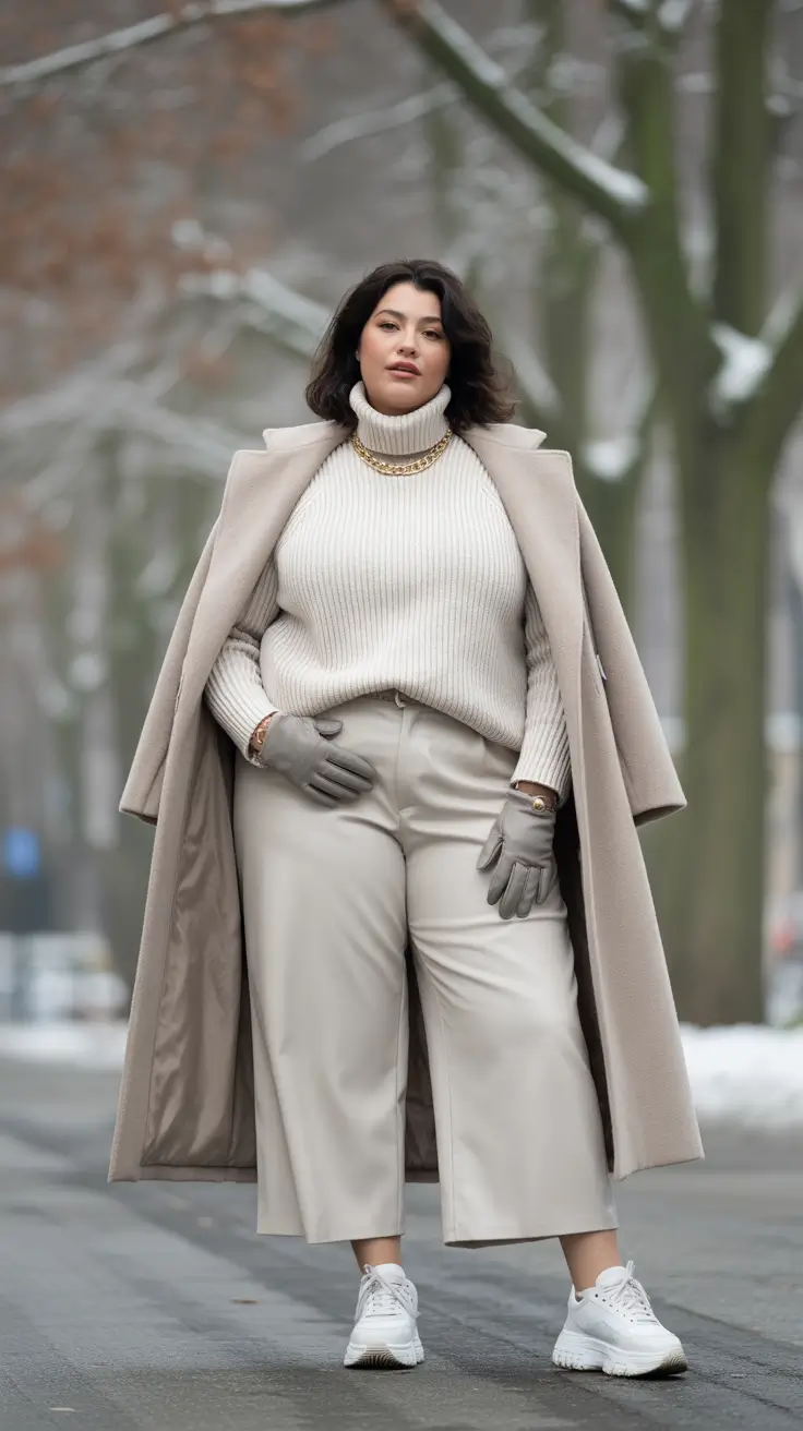 Stylish Plus Size Outfits Winter 2025-2026 Elegant in Winter White