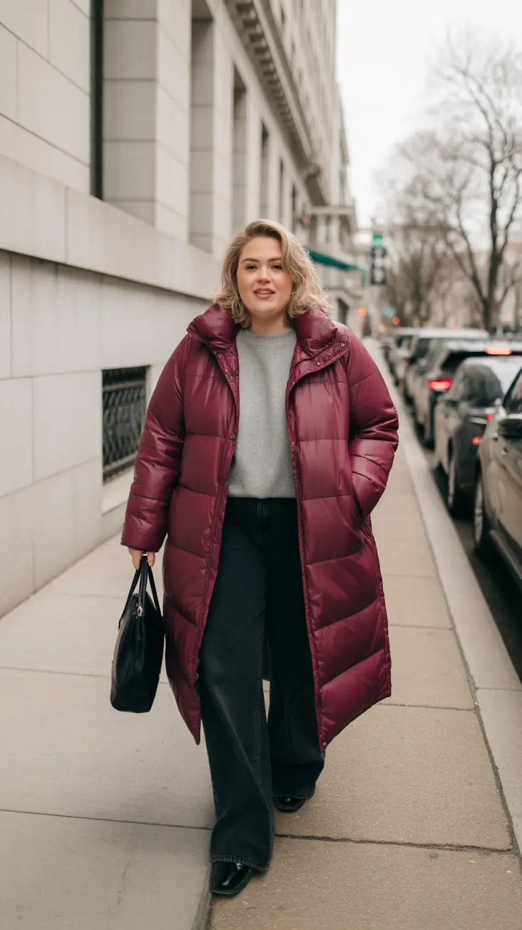 Stylish Plus Size Outfits Winter 2025-2026 Urban Warmth in Burgundy