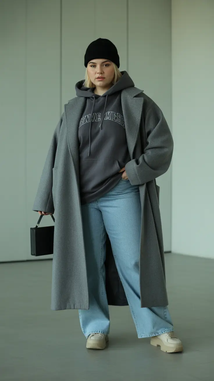 Stylish Plus Size Outfits Winter 2025-2026 Cool Comfort in Monochrome Gray