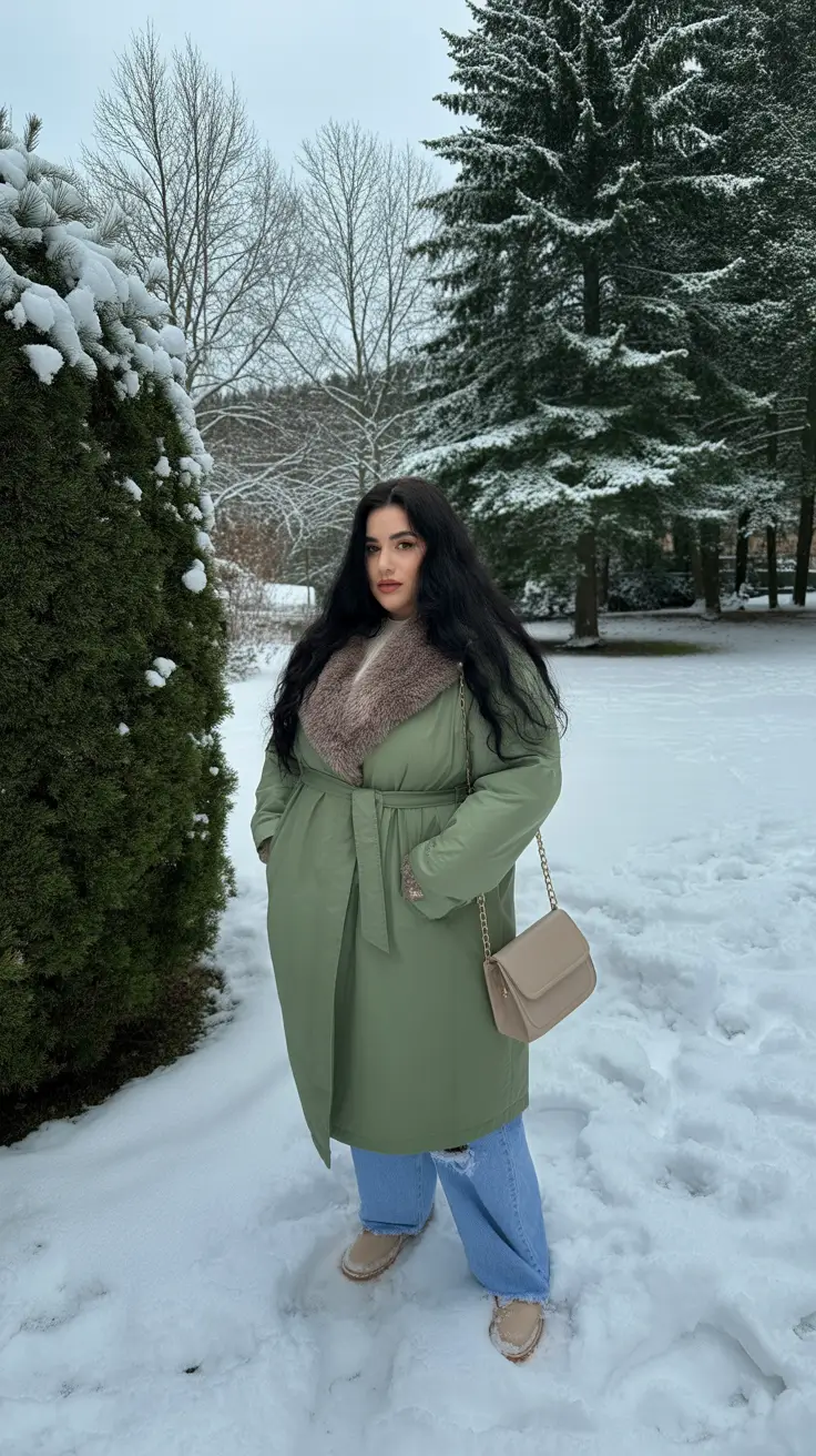 Stylish Plus Size Outfits Winter 2025-2026 Winter Serenity in Sage