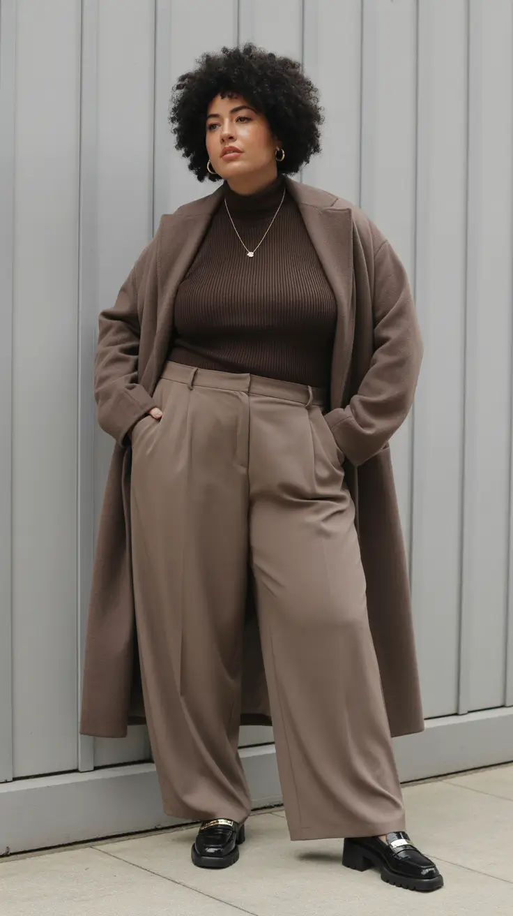 Stylish Plus Size Outfits Winter 2025-2026 Earth-Toned Power Dressing