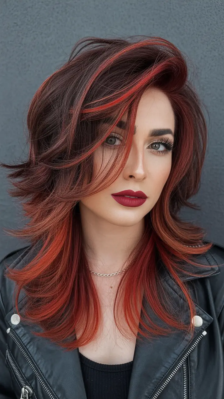 Trending Hair Colors Winter 2025-2026 Fiery Red Layers