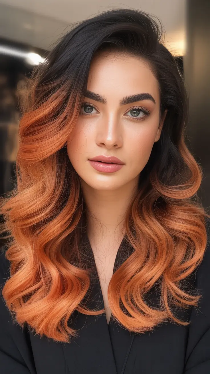 Trending Hair Colors Winter 2025-2026 Smoky Copper Ombre