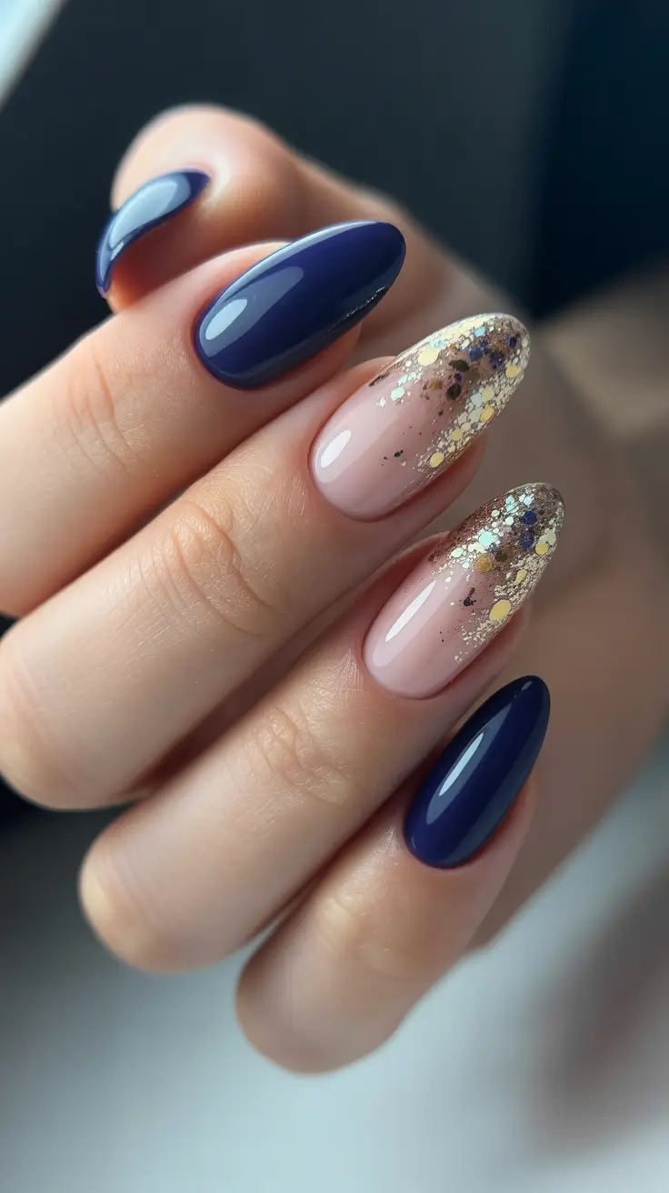 Trendy Almond Nail Shapes Winter 2025-2026 Midnight Glam