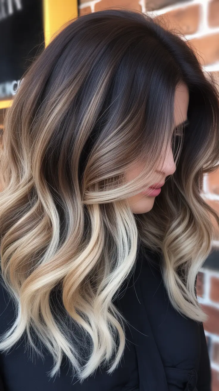 Trendy Fall & Winter Haircuts Ideas 2025–2026 Balayage Waves with Shadow Roots