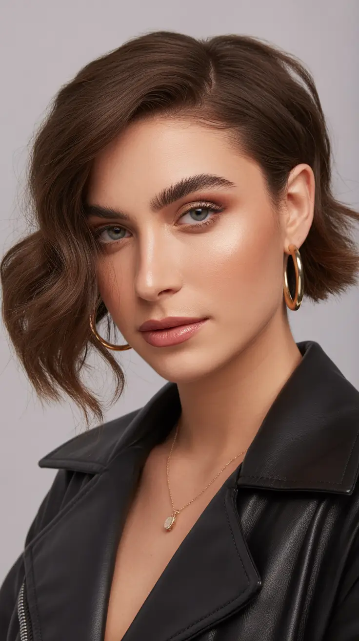 Trendy Fall & Winter Haircuts Ideas 2025–2026 Soft Side-Parted Bob with Retro Curls