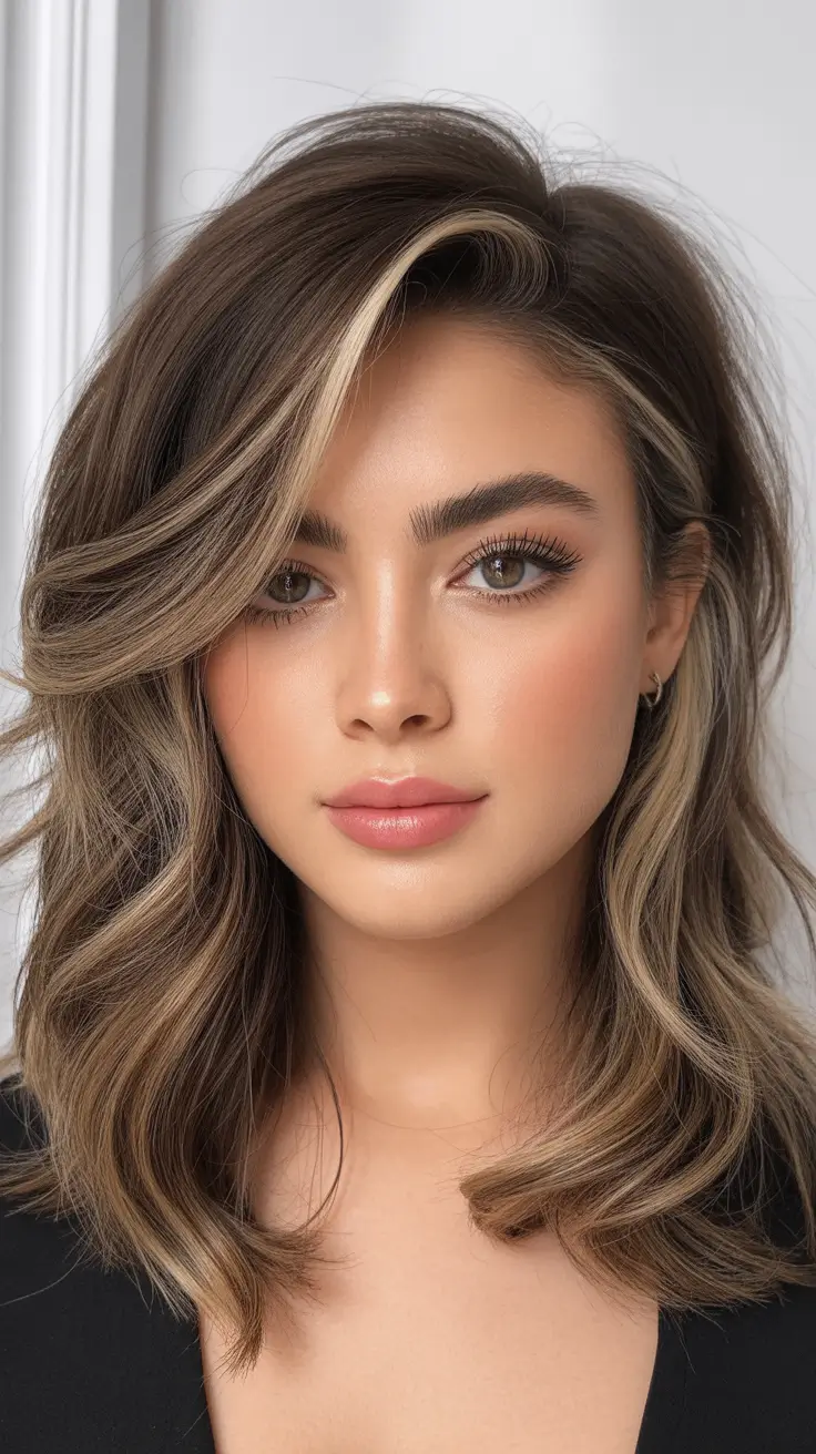 Trendy Fall & Winter Haircuts Ideas 2025–2026 Dimensional Brunette with Money Piece Highlights