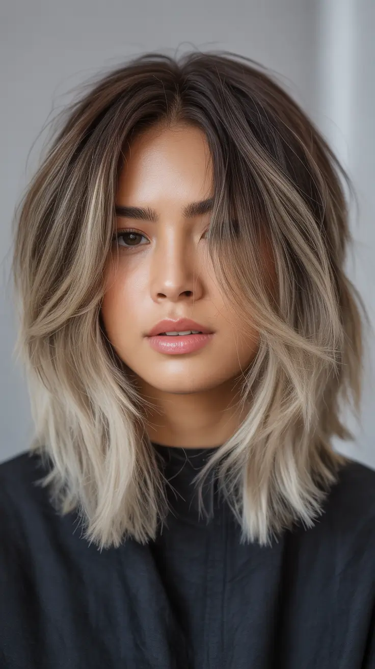 Trendy Fall & Winter Haircuts Ideas 2025–2026 Textured Medium Cut with Ash Blonde Ends