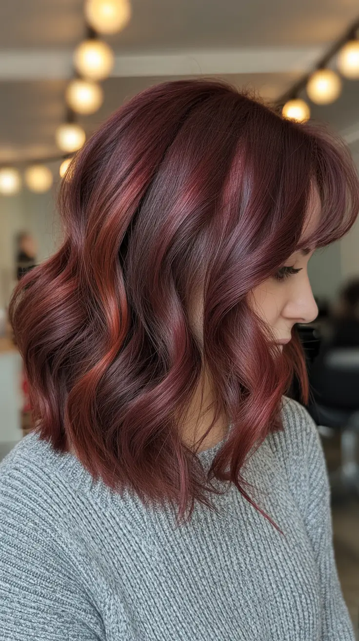 Trendy Fall & Winter Haircuts Ideas 2025–2026 Berry-Toned Lob with Soft Curls