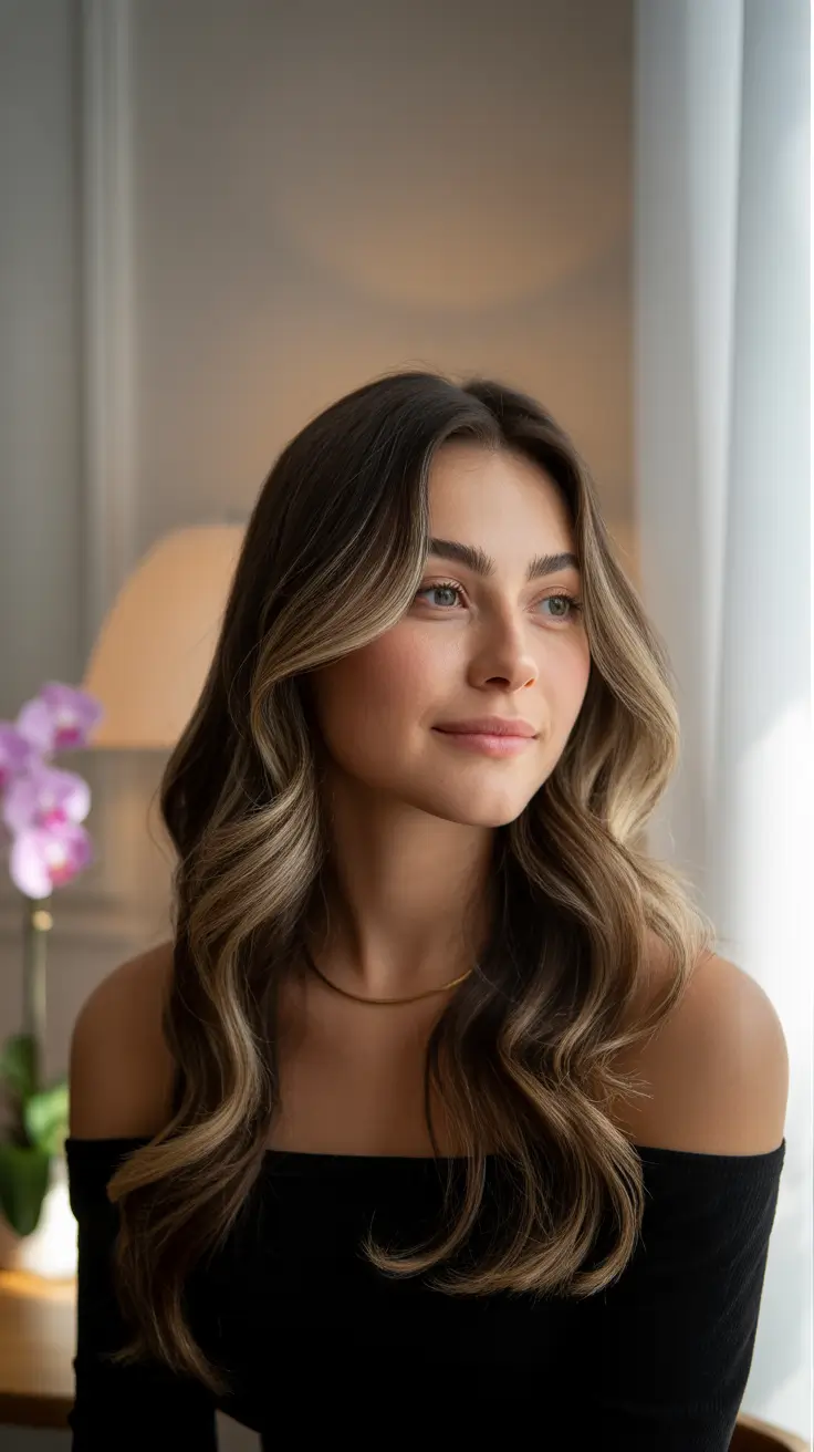 Trendy Fall & Winter Haircuts Ideas 2025–2026 Long S-Shaped Waves with Subtle Highlights